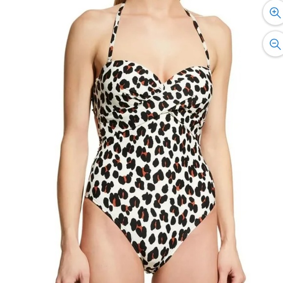 NWT Kate Spade New York ANIMAL PRINT Bandeau One-Piece Swimsuit - Picture 3 of 6